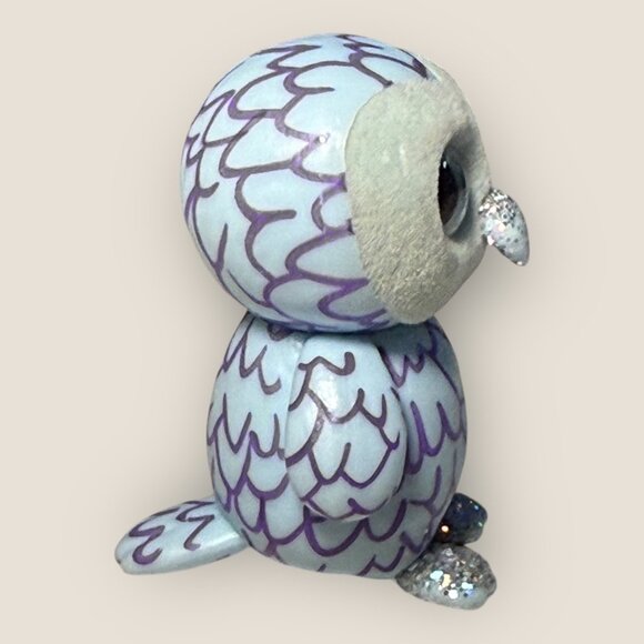 Ty Beanie Boos Mini Oscar The Blue Owl Figure Blue Sparkle Eyes Collectible 2" - Picture 4 of 6